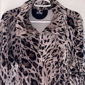 Vintage Jones New York Black and Cream Patterned Zip-Up